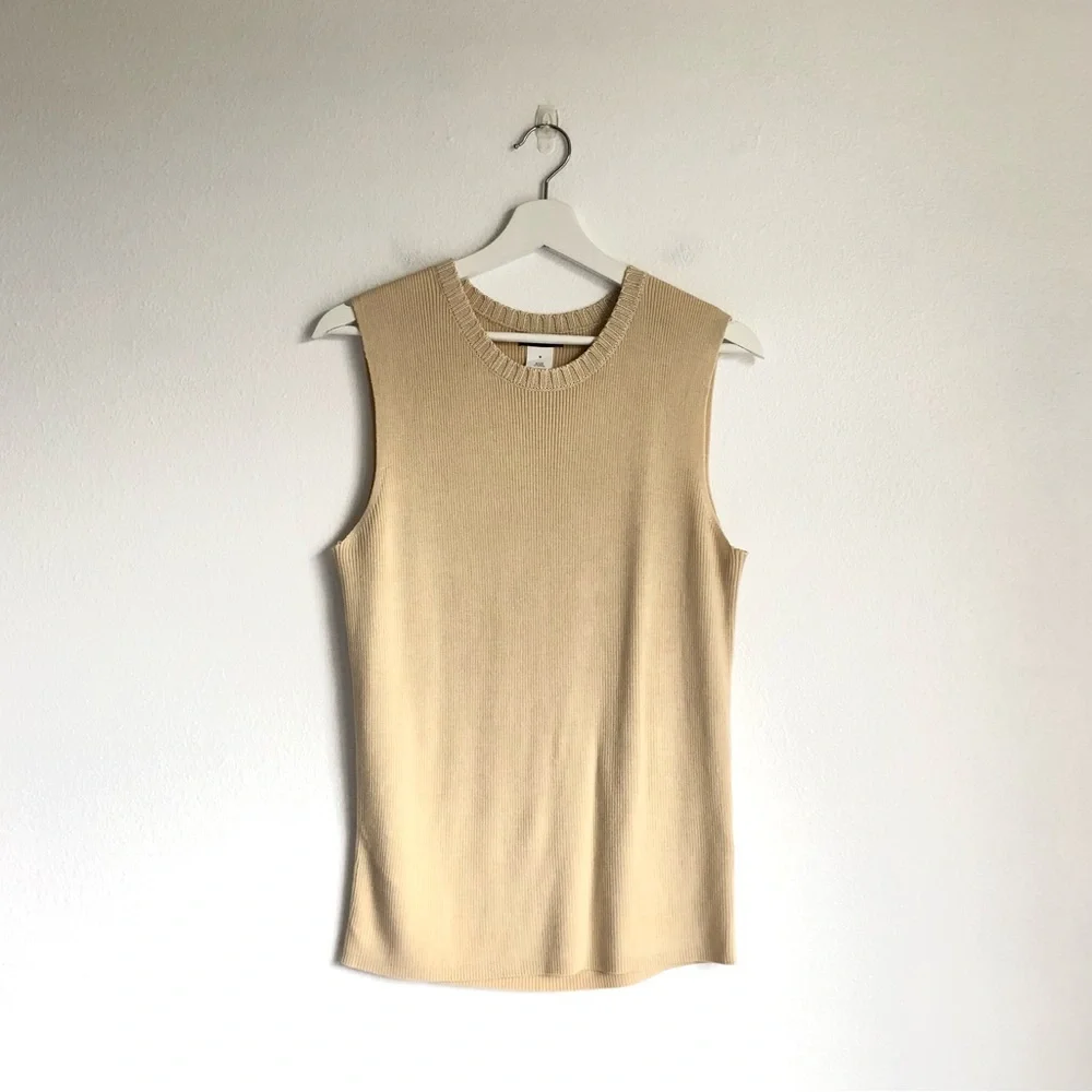 J. Crew Beige Silk Blend Knit Sweater Tank Top Size Medium Minimalist Classic